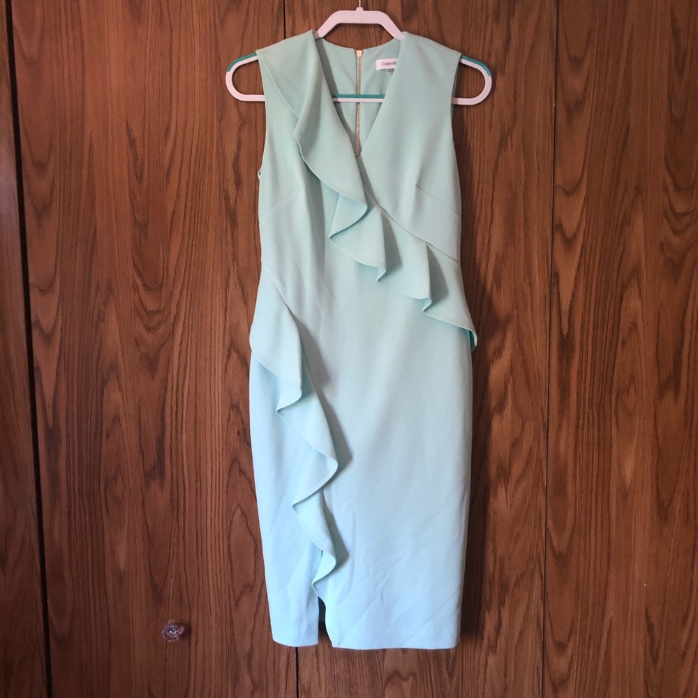 SOLD on merc! Mint Green Calvin Klein Dress Sz 4 - Picture 1 of 8